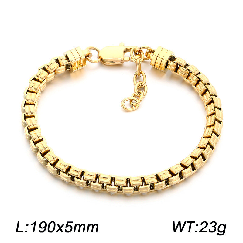 Stylish – Atmospheric Checkered Chain – Box Chain In Japan & South Korea Bracelet
