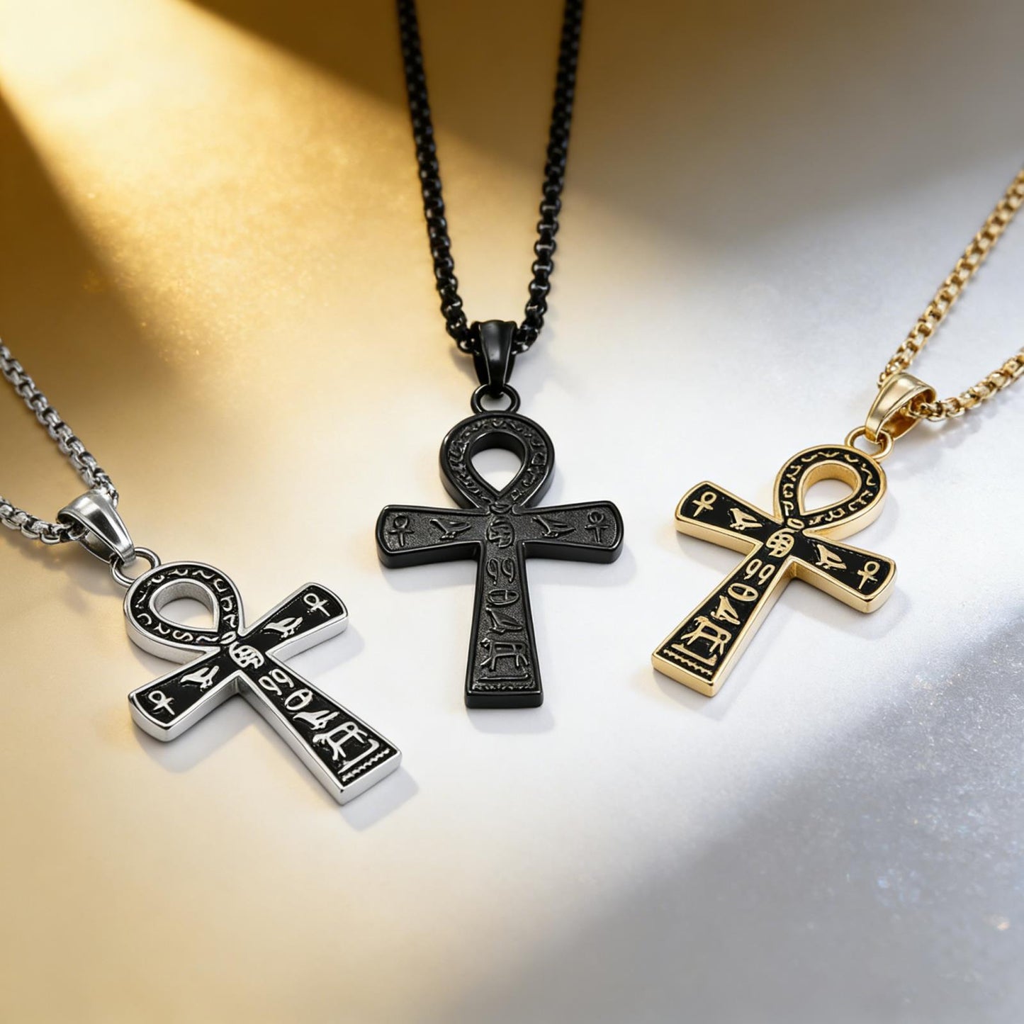 Planderful Ankh Cross Necklace Titanium Steel Unisex Elegant Egyptian Symbol Jewelry Everyday Genie Collection