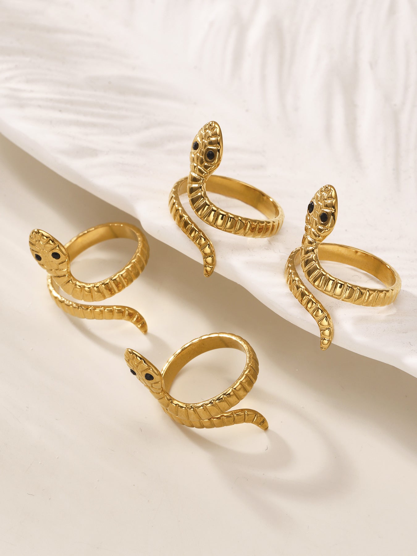 Planderful Snake Ring Stainless Steel Open Ring For Men