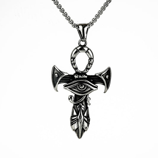 European And American Jewelry Wholesale Titanium Steel Pendant Men's Stainless Steel Necklace Retro Egypt Eye Of Horus For Men
