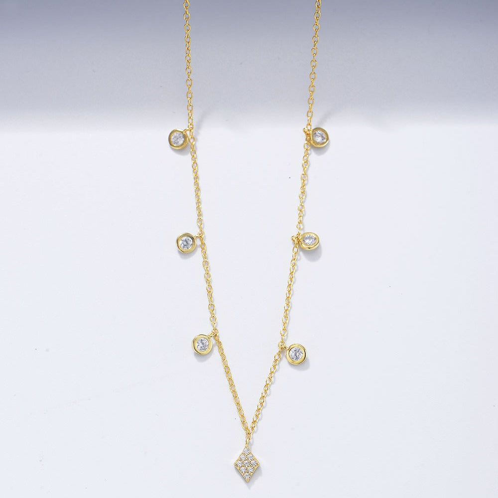 Style S925 Sterling Silver Inlaid Zircon Choker Necklace Femininity Sexy Short
