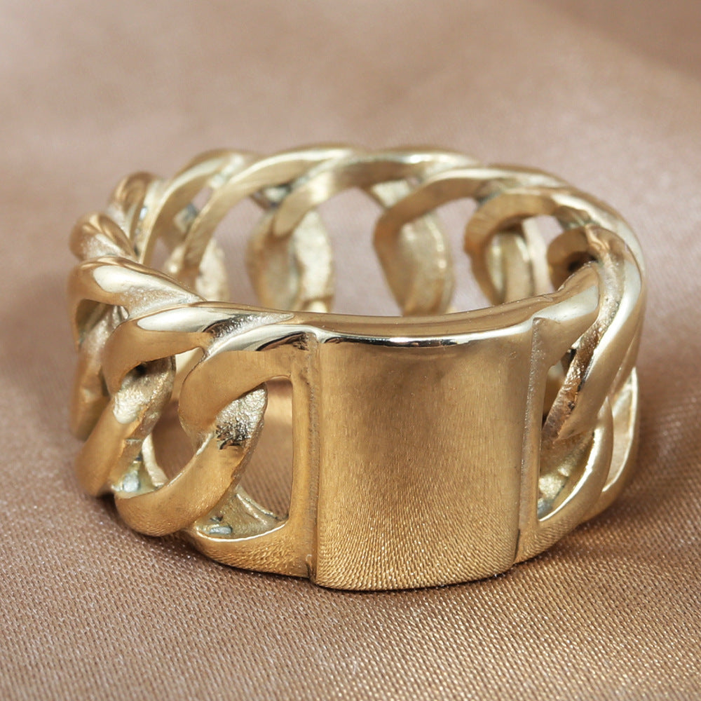 Retro Titanium Steel Locomotive Chain Ring for Men - Trendy Stainless Steel Accessories