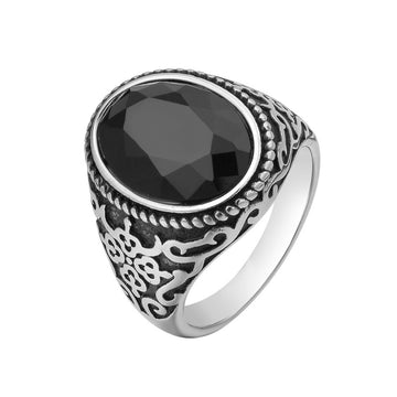 Personalized Oval Zircon Titanium Ring For Unisex Wearers By Planderful With Retro Protection Statement