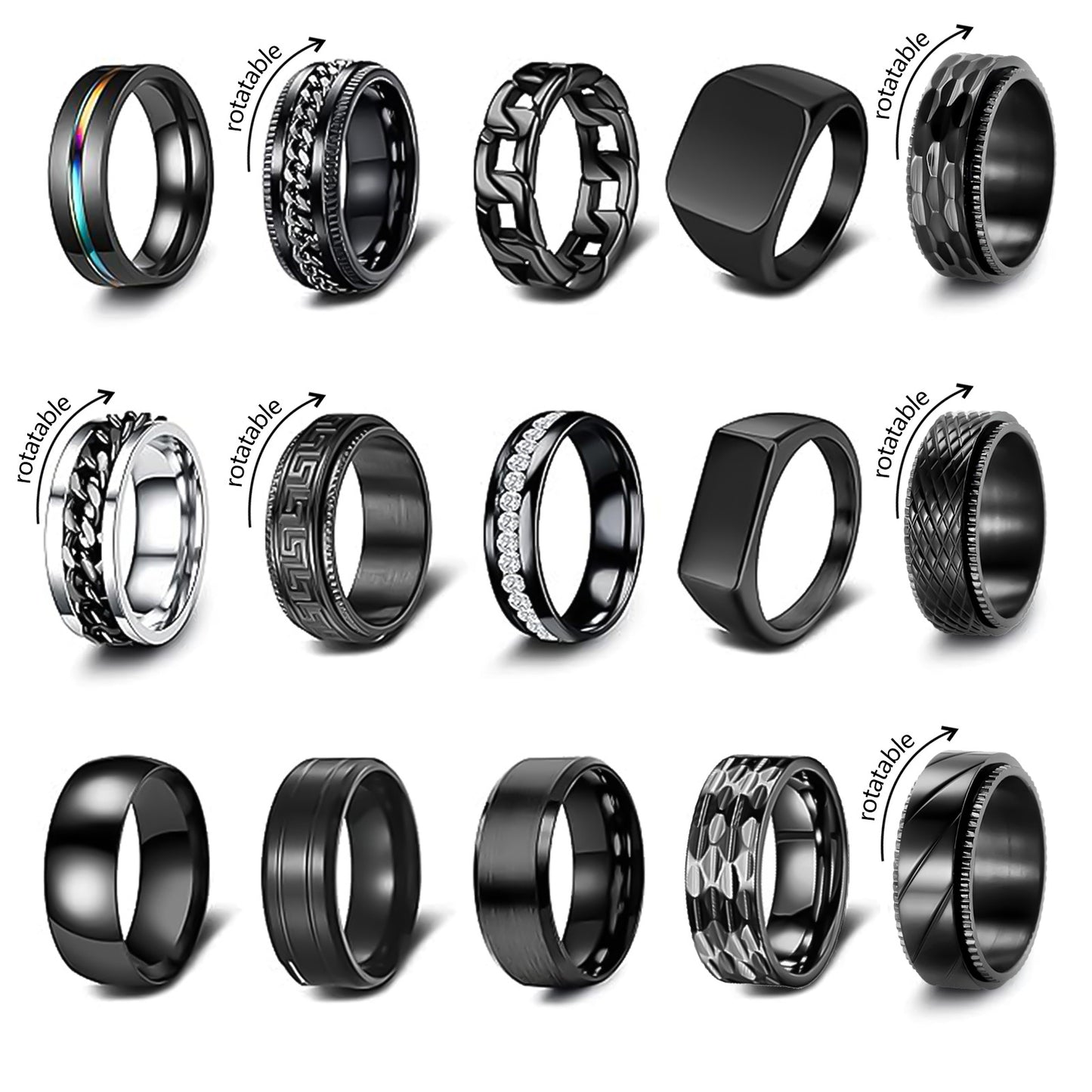 Planderful Titanium Steel Ring Unisex Square Seal Hip Hop Decompression Relief Premium Size 7 To 13