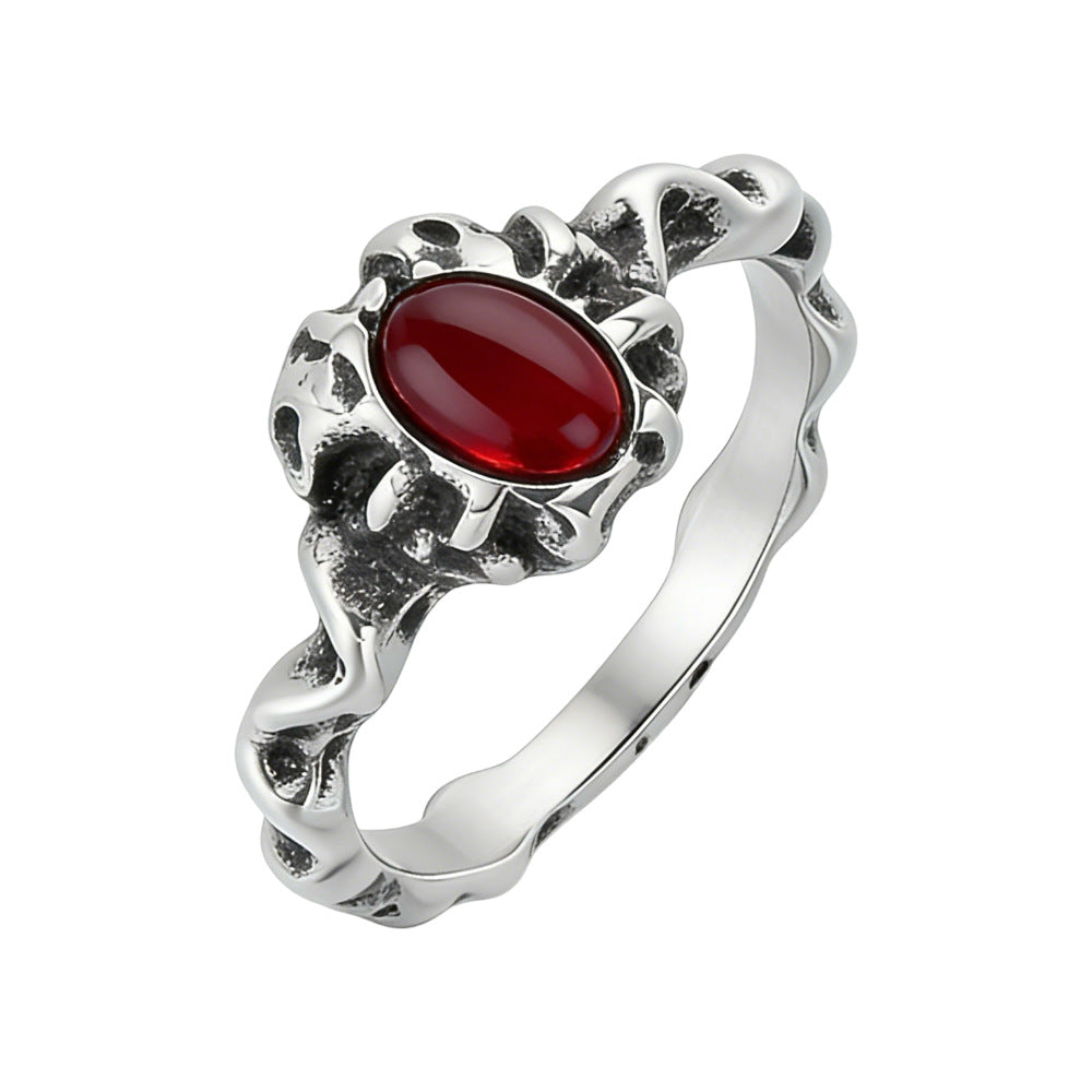 Planderful Titanium Steel Ring Unisex Branch Stone Original Design Retro Style For Men And Women Protective Jewelry