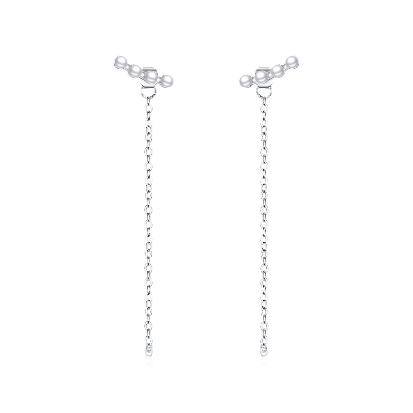 Planderful Everyday Genie Pearl Chain Earrings – Elegant Long Design