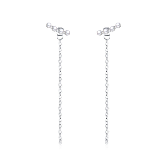 Planderful Everyday Genie Pearl Chain Earrings – Elegant Long Design