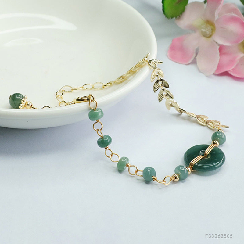 Blue Water Jadeite Peace Buckle 15 mm Bracelet