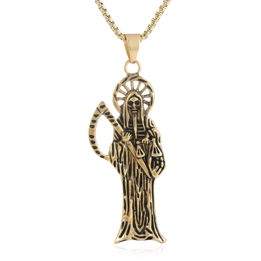 European And American Stainless Steel Sickle Reaper Pendant