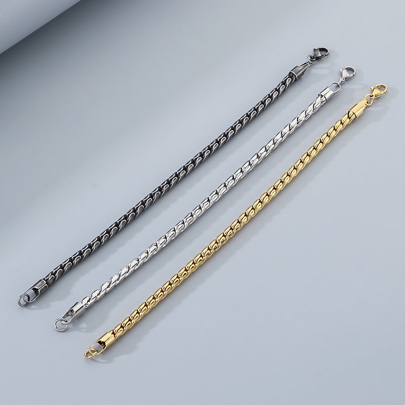 Planderful Mens INS Style S Shaped Stainless Steel Bracelet