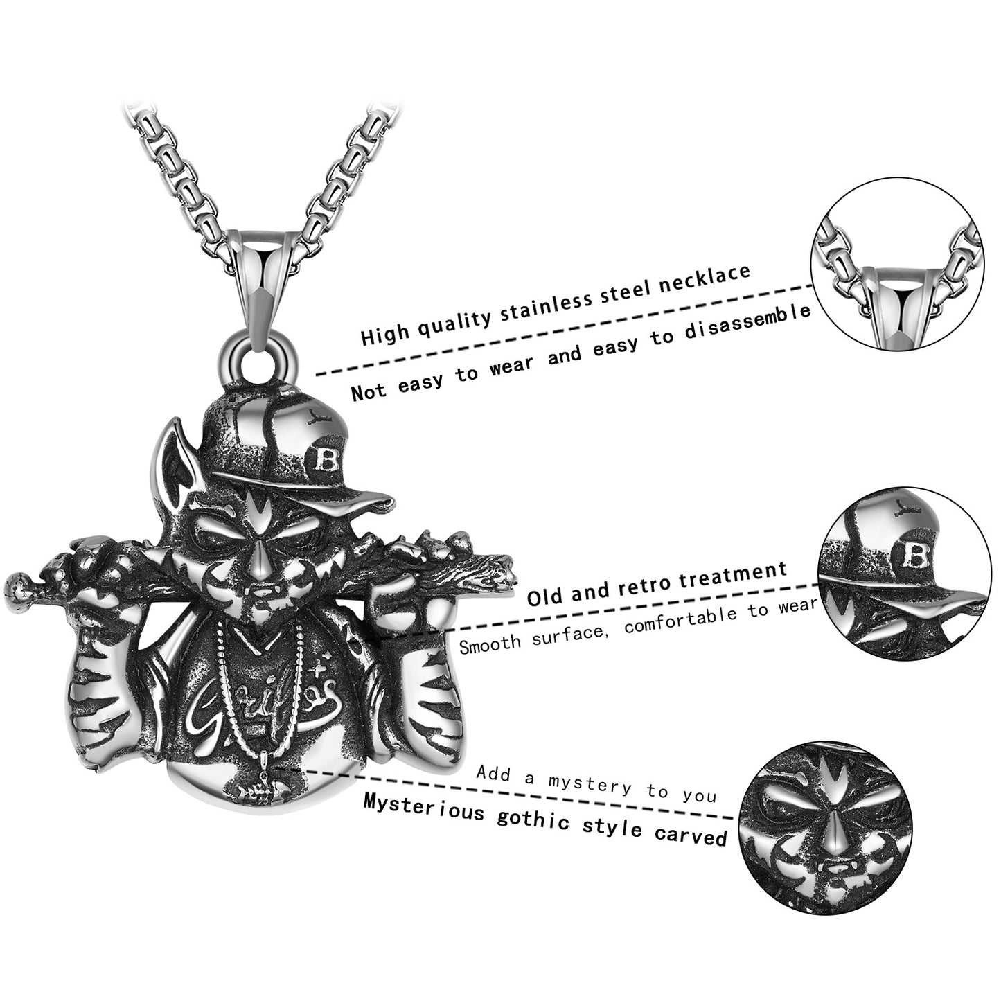 Steel Necklace – Statement Hip Hop Cat Pendant