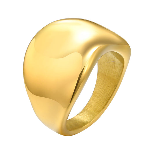 Ladies Irregular Stainless Steel Glossy Geometric Gold Ring