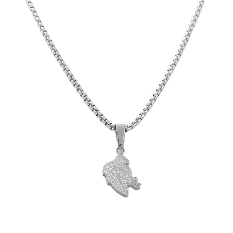 Stylish Titanium Steel Maple Leaf Pendant Necklace for Men - Retro Trendy Design