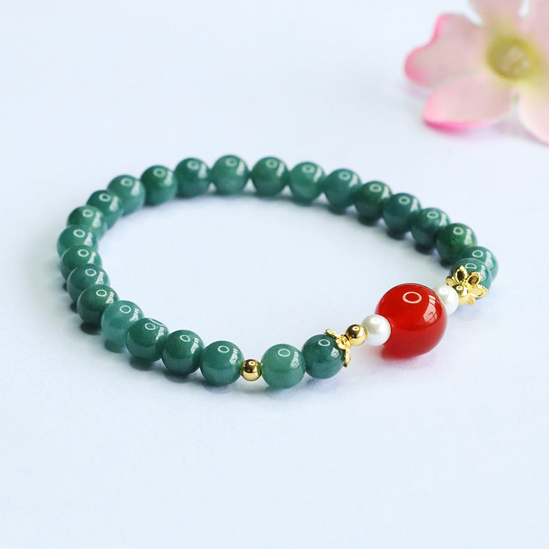 Blue Water Jadeite Agate 6 mm Beaded Bracelet