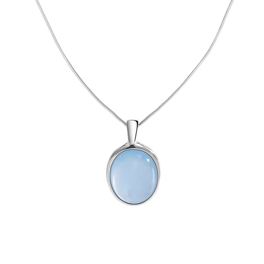 New 925 Sterling Silver Imitation Aquamarine Necklace