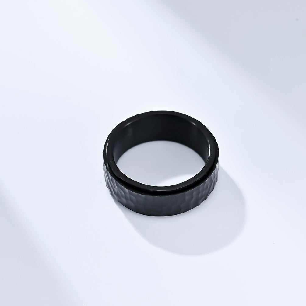 Planderful Titanium Steel Rotatable Ring With Honeycomb Pattern For Unisex Daily Wear