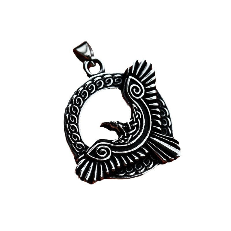 Nordic Viking Odin Crow Titanium Steel Pendant for Men - Wholesale Stainless Steel Jewelry from Europe and the USA