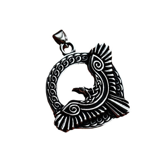 Nordic Viking Odin Crow Titanium Steel Pendant for Men - Wholesale Stainless Steel Jewelry from Europe and the USA
