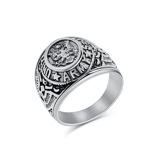 European American Retro Bald Eagle Titanium Steel Ring