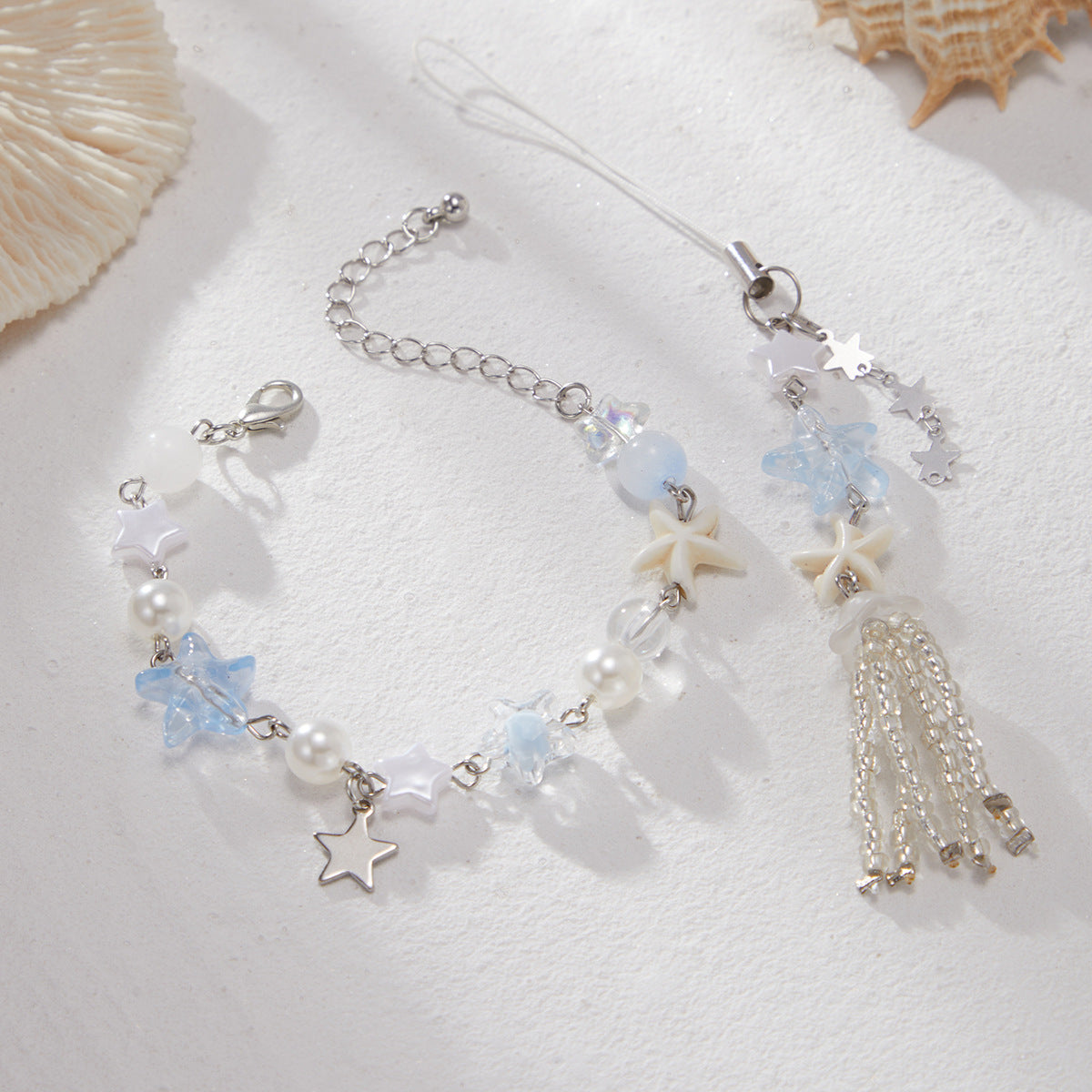 Planderful Vienna Verve Sea Star Beaded Bracelet With Fringed Imitation Pearl Pendant For Vacation Style