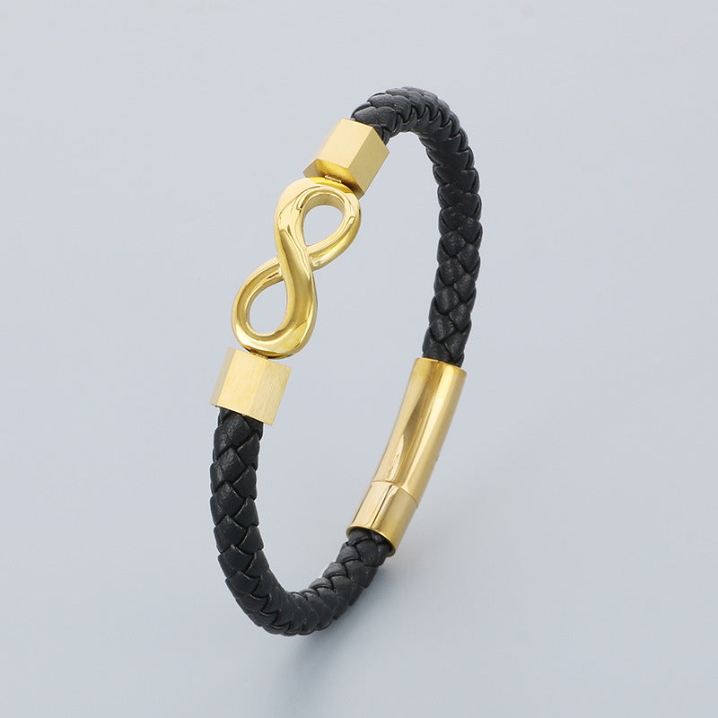 Planderful Infinity Symbol Leather Bracelet For Men
