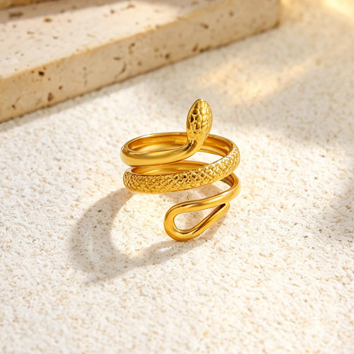 Planderful Snake Shaped Opening Ring Vienna Verve Stainless Steel Zircon Imitation Pearl Star Accent For Women