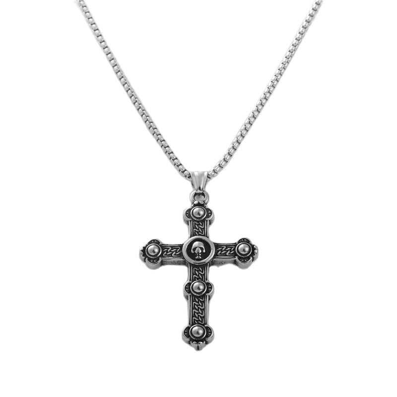 Personalized Retro Titanium Steel Cross Necklace for Men - Trendy Stainless Steel Pendant