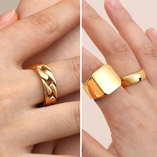 Planderful Titanium Steel Ring Set For Men Unisex Square Band Fade-Resistant Everyday Fashion