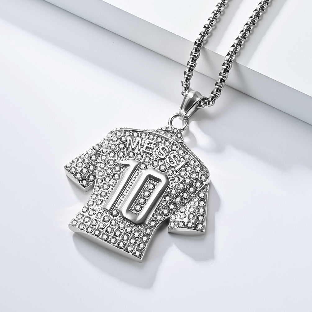 Planderful Shop World Cup Jersey Pendant Premium No7 No10 18K Gold Plated Titanium Steel Full Zircon For Men