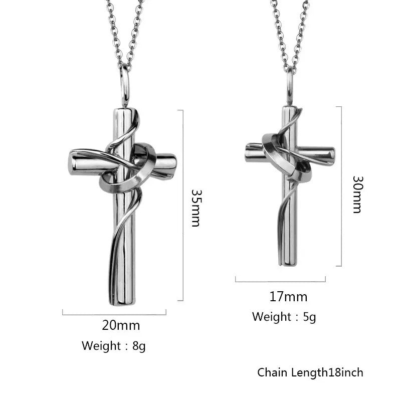 Planderful Titanium Steel Couple Necklace With Cross Pendant Personalized Hip Hop Style Gift For Couples