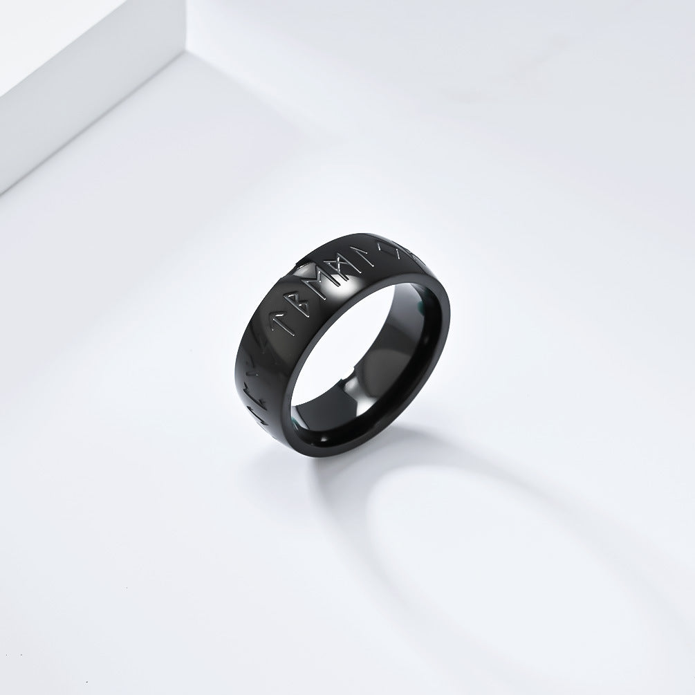 Planderful Viking Ring Luhn Rune Titanium Steel Band For Men Bold Neutral Style Everyday Genie