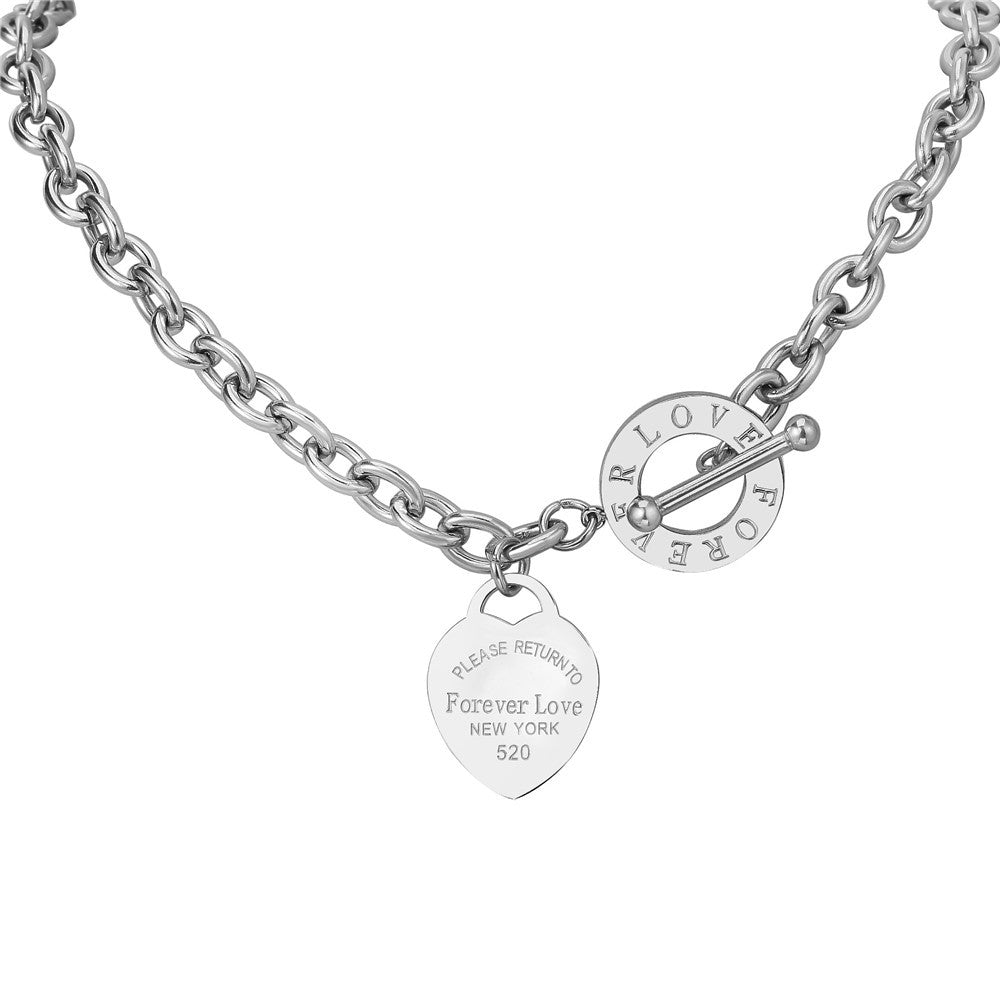 Planderful Personalized Titanium Steel Necklace Heart Shaped Clavicle Chain For Women And Men Elegant Statement Jewelry