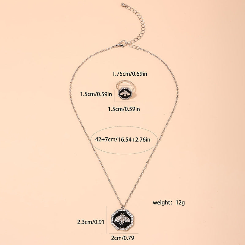 Elegant Bee Queen Necklace and Ring Set - Vienna Verve Collection by Planderful