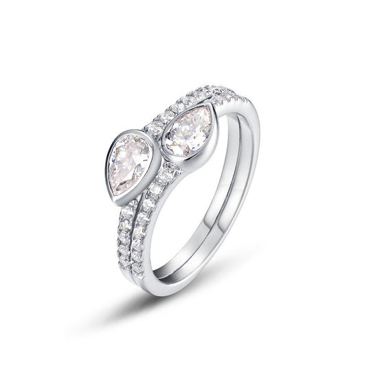 Planderful Pear-Cut Moissanite Sterling Silver Ring – 4 × 6 mm, 0.35 ct