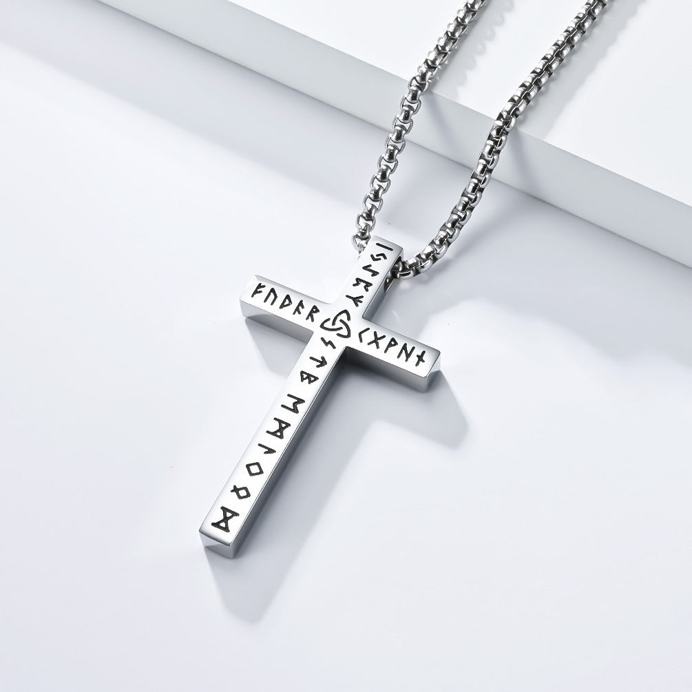Timeless Nordic Viking Titanium Steel Cross Pendant for Men
