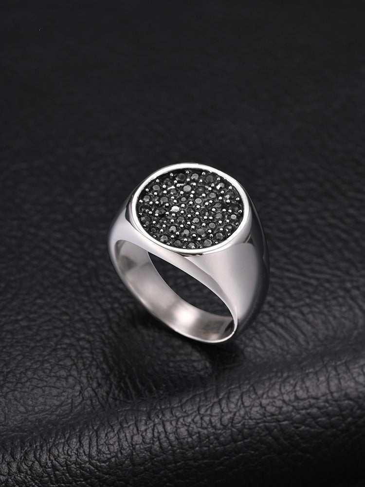 Stainless Steel Ring With Gray Zircon – Nightclub Hip Hop Hiphop