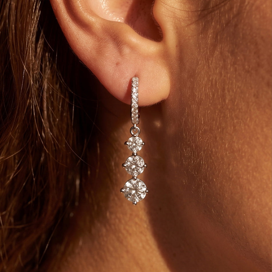 S925 Sterling Silver Moissanite Round 6.5 × 6.5 mm Stud Earrings