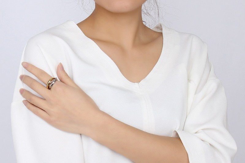 European And American Jewelry Three-In-One Plain Fashion Ring