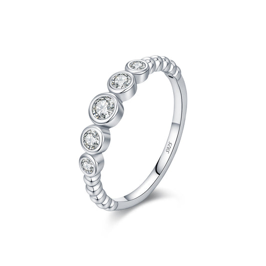 S925 Sterling Silver Bubble-Set Moissanite Ring