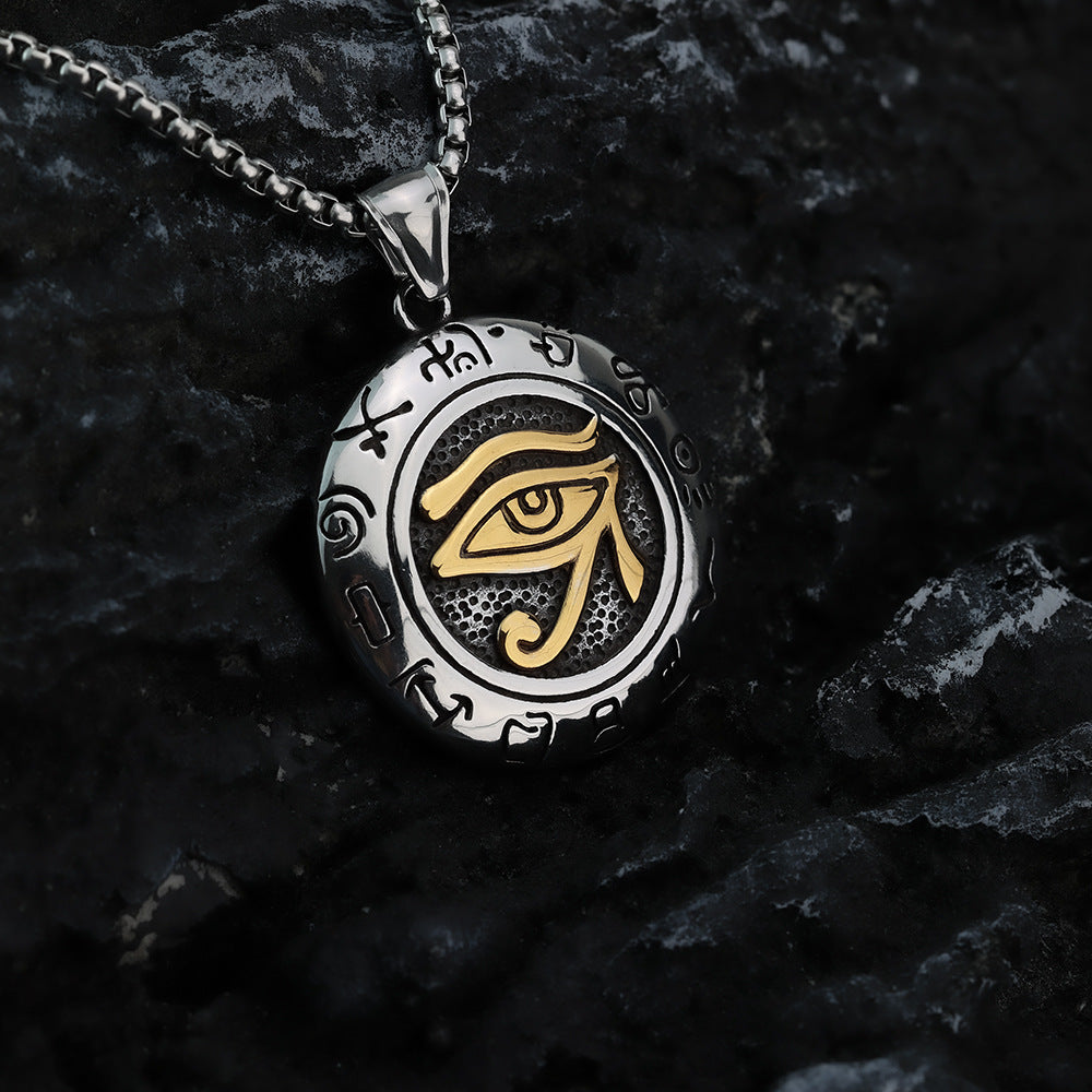 Vintage Men's Ancient Egyptian Eye of Horus Pendant Necklace