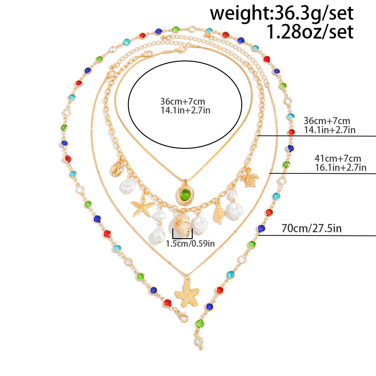 Starfish, Shell & Crystal-Style Necklace Set