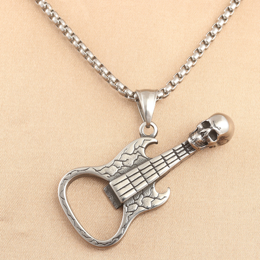 European And American Stainless Steel Skull Pendant Punk Necklace