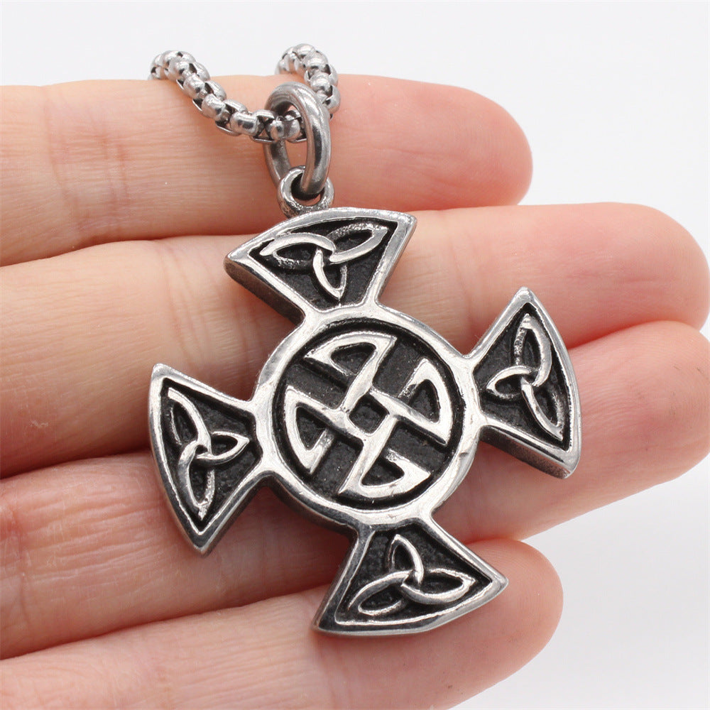 Planderful Titanium Steel Viking Cross Pendant For Men And Unisex Protection Durability