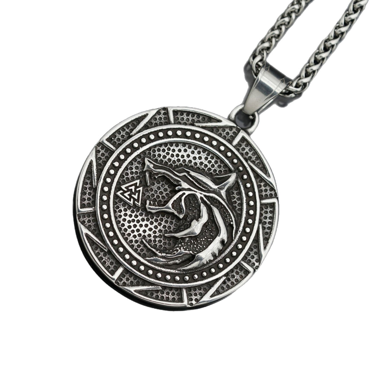 Celtic Viking Wolf Stainless Steel Pendant Necklace