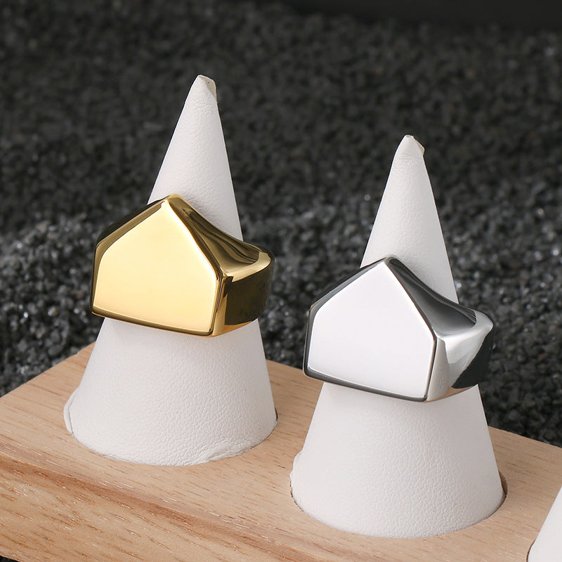 Planderful Geometric Pyramid Ring For Men Stainless Steel