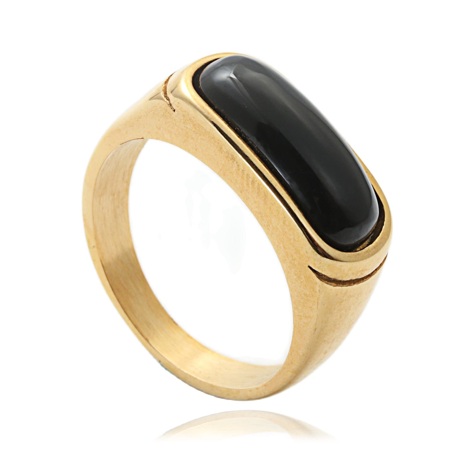 Trendy Multi-Color Titanium Steel Gemstone Ring for Men – Retro Punk Style