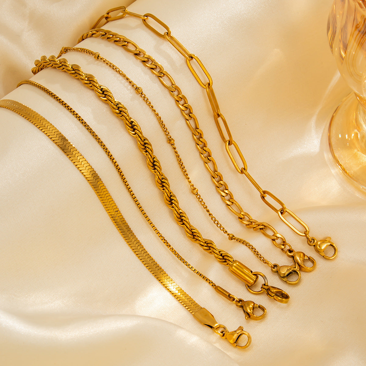 Planderful Vienna Verve Stainless Steel Snake Chain Bracelet With Zircon Beads For Women Elegant Statement
