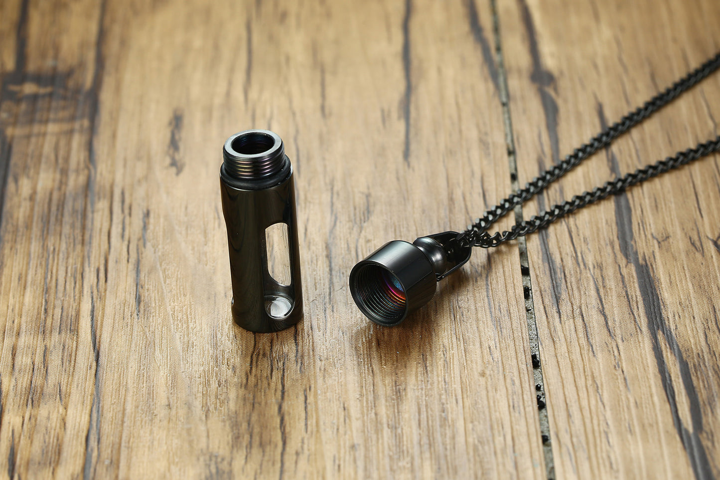 Perfume Bottle Pendant Stainless Steel Openable Steel Glass