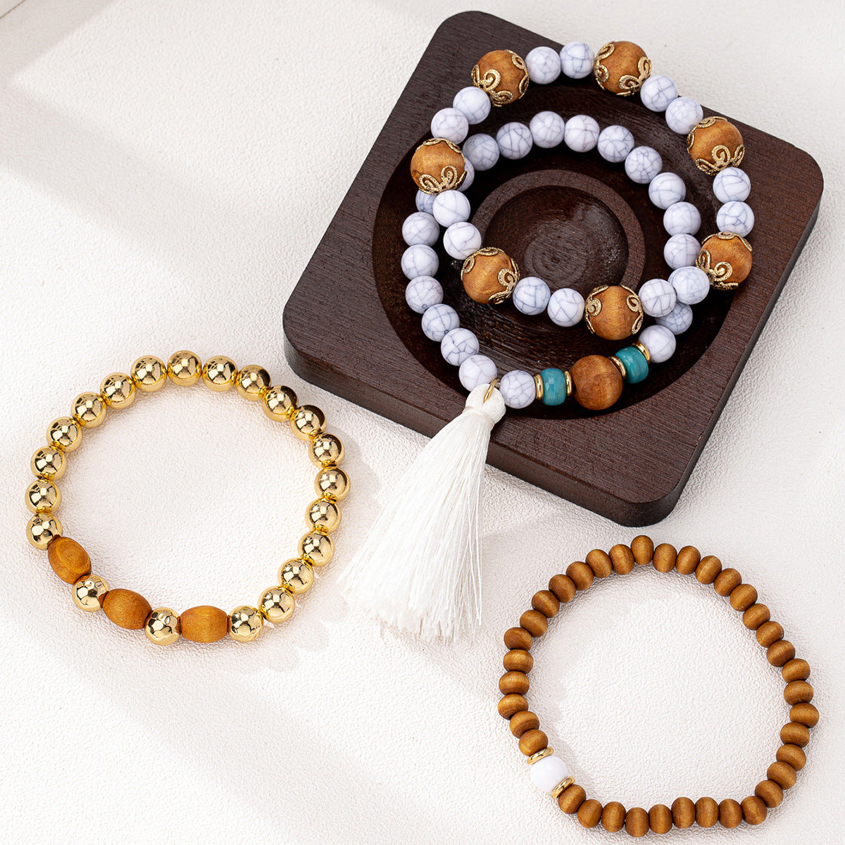 Planderful Vienna Verve Bracelets – Multi-Layer Wooden Beaded Design