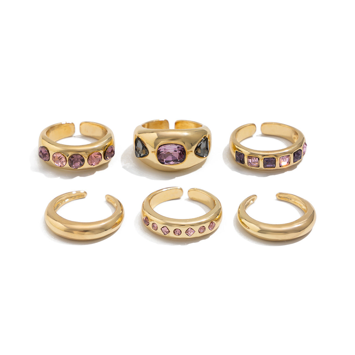 Planderful Vienna Verve Ring Set – Retro Micro-Inlaid Design